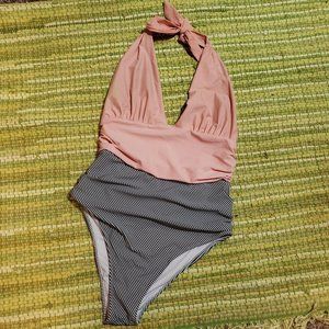 Cupshe one piece swimwear Pink/striped halter styl
